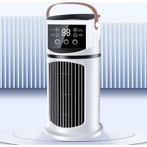 Climatiseur portable - Rafraîchisseur personnel - Refroidissement de pièce - Ventilateur évaporatif silencieux - 27 x 15,5 x 15,5 cm - Blanc (1/5)