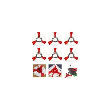 6 Pièces Recharge Serpillère Compatible avec Les Systèmes Vileda Turbo 2-en-1 / EasyWring & Clean – Têtes de Serpillière Microfibre de Rechange pour Balai Rotatif Nettoyage des Sols