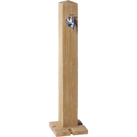 Garantia – Fontaine de jardin imitation bois – Socle de fixation 4 points – Raccordement 3/4" (19mm) – Design discret pour aménagement extérieur (1/5)