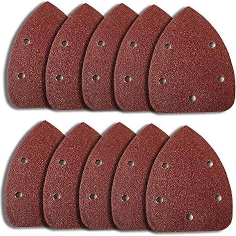 Lot de 10 feuilles de papier abrasif grain 100 pour ponceuse de détail, disques abrasifs, papier de ponçage, crochet et boucle assortis (1/5)
