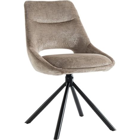 Set di 2 sedie YUMENA - Tessuto taupe - Piedi in metallo - Design compatto - Eleganza senza tempo e confortevole
