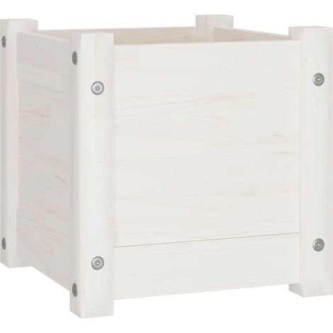 Vaso per fioriera aiuola rialzata piante fiori terrazza giardino esterno 31 x 31 x 31 cm legno di pino massiccio bianco 020038539