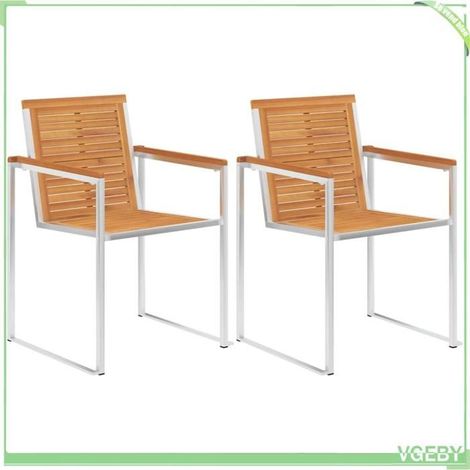 Chaise de jardin - FAFEICY - 3061494 - Acacia massif - Acier inoxydable 304 - Coussins rouges (lot de 2) (1/5)