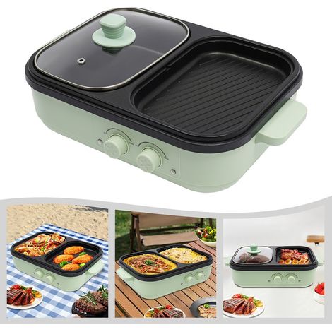 Senderpick – Poêle à frire électrique 2 en 1 antiadhésive 1300W – Casserole et poêle à frire pour 1-3 personnes – Double contrôle de température