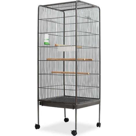 vidaXL Gabbia per Uccelli Nera 54x54x146 cm in Acciaio (1/5)
