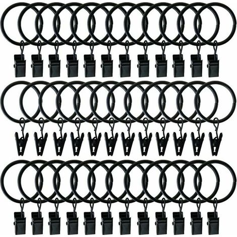 40 Pcs Rideau Crochets Anneaux de Douche Crochets décoratifs de Rideau de Douche Glissement Crochets (Black) (1/5)