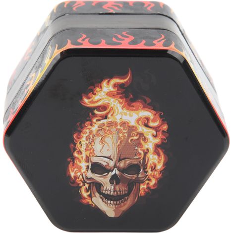 Broyeur à herbes hexagonal 50 mm, 3 niveaux, en alliage de zinc, broyeur à tabac et cigarettes manuel, en forme de crâne de flamme (1/5)