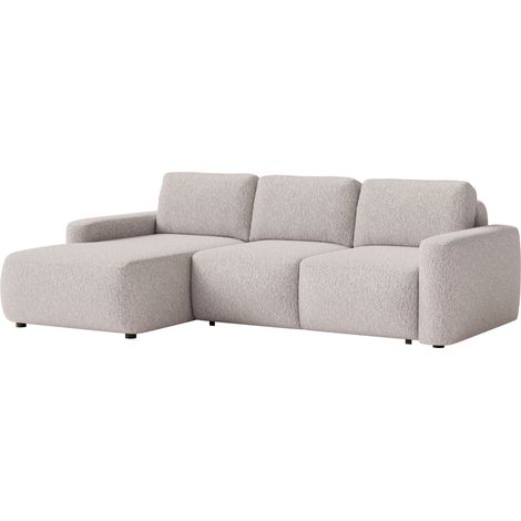 Selsey Carnos Mini – Ecksofa mit Schlaffunktion, Ottomane links, Chenille Beige