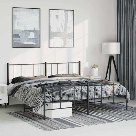 vidaXL Metal Bed Frame without Mattress with Footboard Black 183x213cm (1/5)