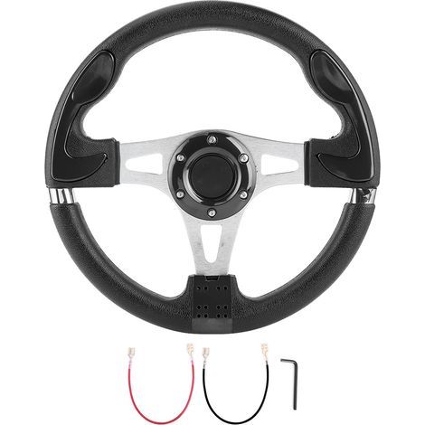 Volant, 12,5 Pouces de Voiture Universelle Sport Roule de Volant Voltige avec Cor avec une Corne de Carros para Carros pour la Plupart des Véhicules (BLACK) (1/5)