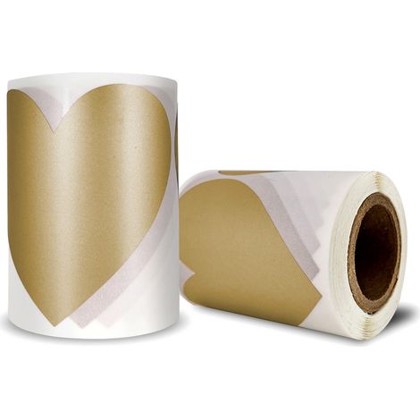 Pegatinas de corazones para rascar, 70x80 mm, color dorado, 100 unidades