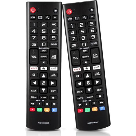 Set mit 2 Universalfernbedienungen für LG Smart TV OLED NanoCell QNED UHD LED 3D, Ersatz für die Original-LG-Fernbedienung, kompatibel mit allen LG TV-Modellen und -Serien (1/5)