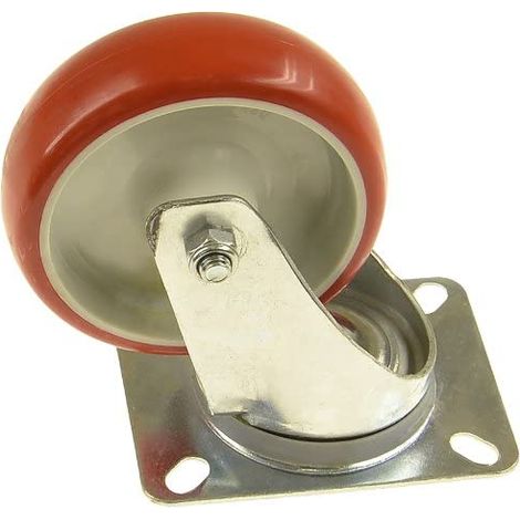 SUKI - RUOTA GIREVOLE IN POLIURETANO CONPIASTRA COLORE ROSSO 100X30mm