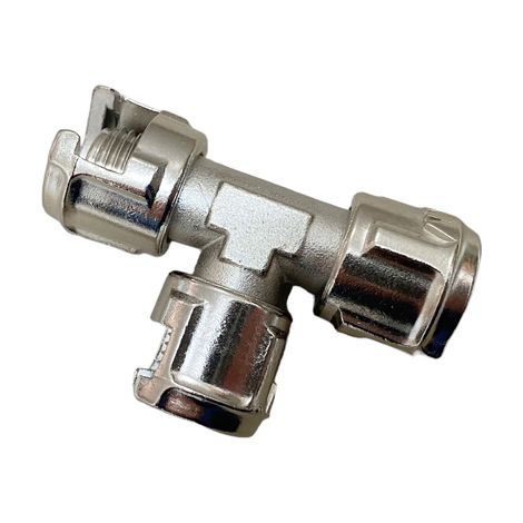 RACCORDO A "T" DI GIUNZIONE DADO FRESATO COMPRESSORE ARIA COMPRESSA 1/4 (1/3)
