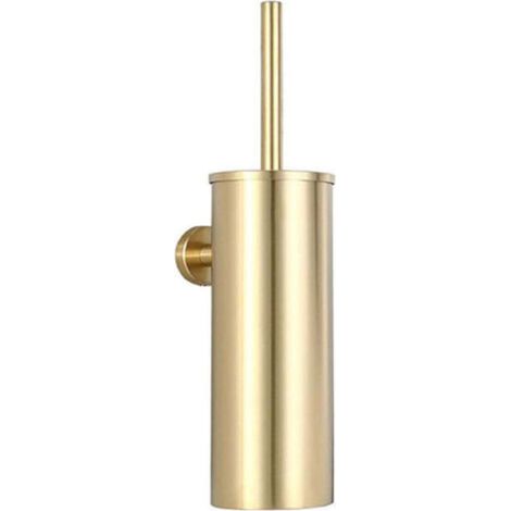 WC-Bürstenhalter, WC-Bürste, WC-Bürste aus Edelstahl 304, Wandmontage, wasserdicht, leicht zu reinigen für Toilette, Badezimmer, WC mit Halterung, antibakterielle Bürste (gold)