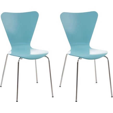 Chaise de salle à manger ensemble 2 pcs empilables en bois et en métal différentes couleurs Couleur : Bleu clair (1/5)