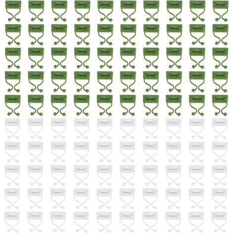 100 unidades de ganchos para plantas trepadoras, sujetadores de plantas, clips de soporte autoadhesivos para plantas, verde y blanco (1/5)
