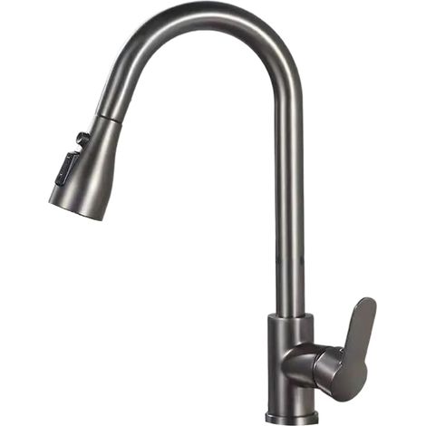 Robinet de cuisine extractible en acier inoxydable avec eau chaude et froide, bac à légumes en acier inoxydable brossé (1/5)
