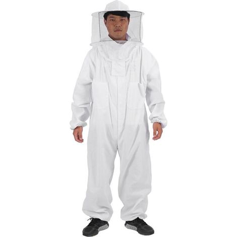 Imkeranzug Professionelle Schutzausrüstung gegen Bienenstiche mit Schleierhaube Rundumschutz für Imker - Weiß L XL XXL(XL)