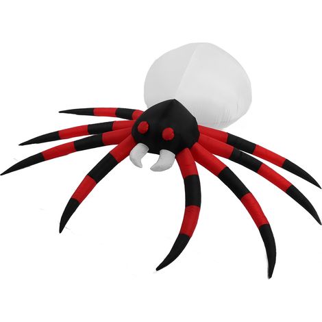 2,4 Meter hohe, aufblasbare Spinne als Gartendekoration mit LED-Beleuchtung. Große, spinnenförmige Figur. Halloween-Dekoration für den Garten. (1/5)