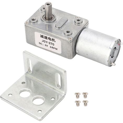 Moteur à engrenage à vis sans fin, haute Torsion, arbre unique de 12mm, autobloquant, réduction de vitesse réversible, Turbine cc avec Base fixe 6V 6RMP (1/5)