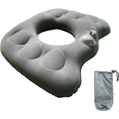Cojín inflable para asiento, cojín ortopédico, cojín ergonómico para el coxis y las hemorroides, cojín de viaje portátil (gris) (1/5)