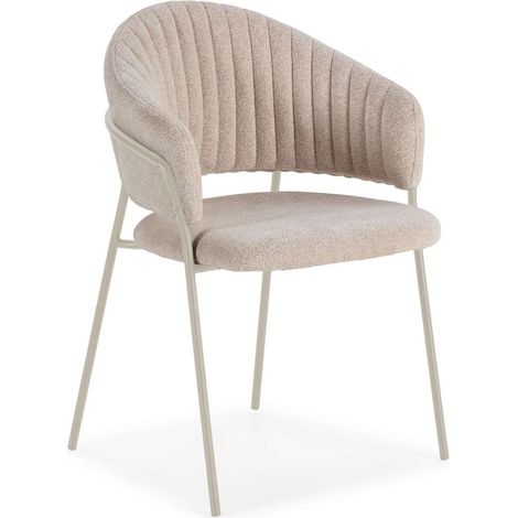 Pack de 2 sillones modelo Lidia tapizado textil beige, 81.5cm(alto) 54cm(ancho) 57cm(largo)