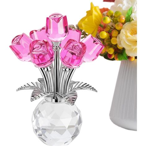 Rose en Verre Statue Rose Artificielle Romantique en Verre 3D Figurine pour la Saint-Valentin Cadeau pour Événements Spéciaux Fêtes Anniversaire et Célébrations (1/5)