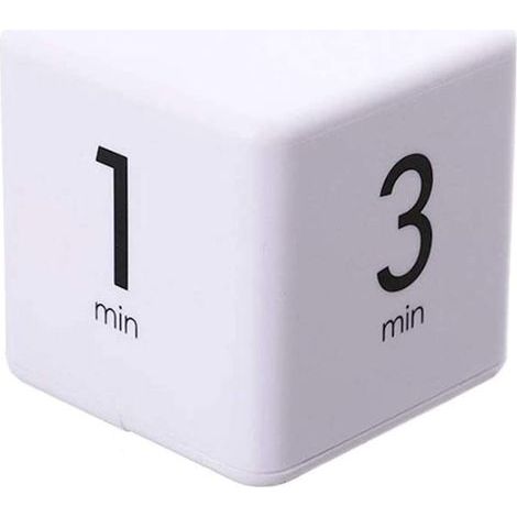 Kitchen timer, cube stopwatch and countdown timer, suitable for cooking class training, digital alarm clock timer with LED display (white, 1-3-5-10 minutes). (1/5)