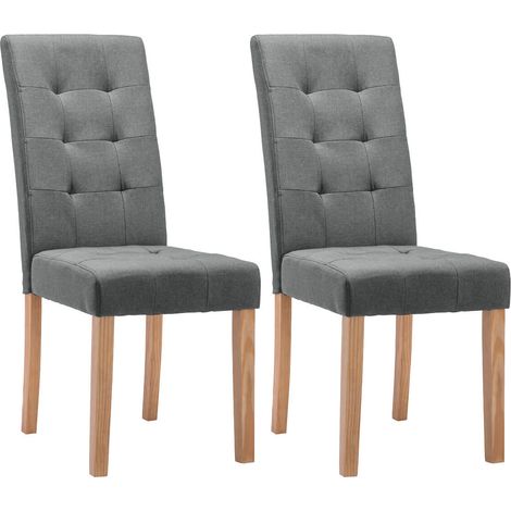 BOSTON - Lot de 2 Chaises Grises Capitonnées (1/4)