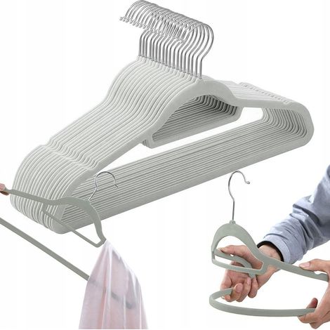 Maxi-Kleiderbügel aus Samt, 20er-Set – grau (1/5)