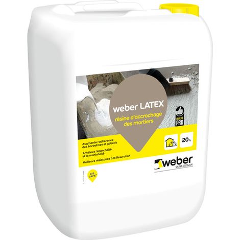 Weber Saint-Gobain Résine d'accrochage Latex pour mortiers et bétons, 20L, Weber Latex