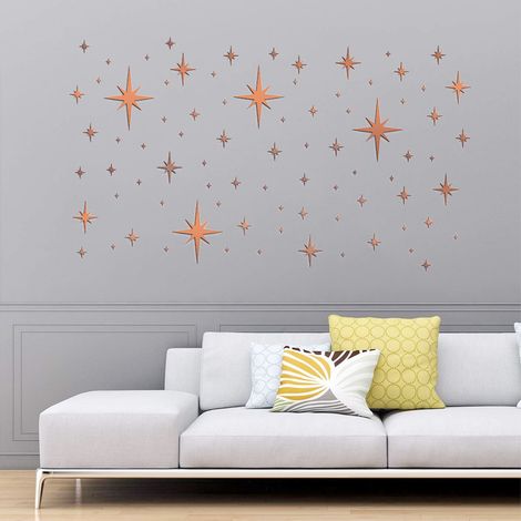 Sticker Miroir Acrylique - 82 Pièces Détachables - Pour Décoration Murale Salon Chambre Cuisine - 5 Tailles Différentes (1/5)