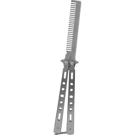 Couteau d'entraînement pour le camping et les sports de plein air, style papillon, peigne, outil d'entraînement argenté (1/5)