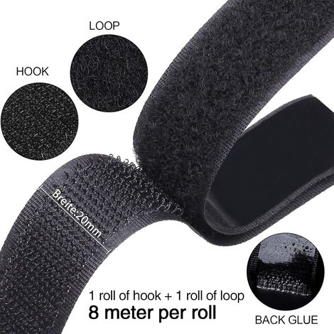 Ruban auto agrippant double face x adhésif de fixation arrière 8 m 20 mm Noir (1/5)