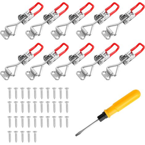10 pièces Loquet à Bascule, Loquet à bascule en Métal, Sauterelle de Serrage, Sauterelles de Menuisier Réglable, Sauterelles Bascule Pince pour Armoires, Portes, Valises (1/5)