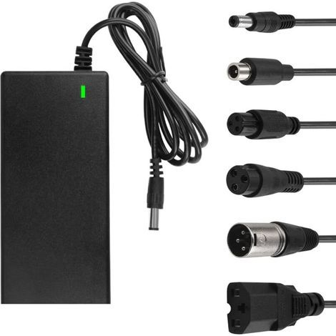 Cargador de baterías de iones de litio de 42 V y 2 A para patinetes eléctricos, bicicletas y scooters - 6 conexiones compatibles ULISEM (1/4)