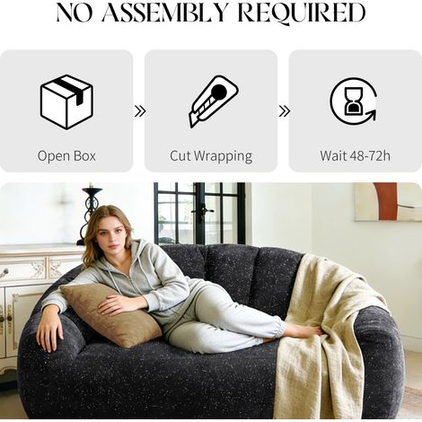 Canapé Patte d'Ours Ciel Étoilé, Pouf Gonflable Confortable avec Accoudoirs, Fauteuil Tissu Ultra Doux pour Salon et Chambre, Rembourrage Inclus, Taille XXL (1/5)