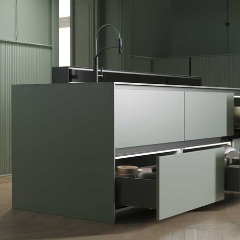Emuca Tiroir extérieur Vertex avec réglages 3D hauteur 178mm, 40kg, profondeur 350mm, Acier, Gris antracite