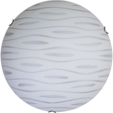Plafoniera 1xE27 Ganci Cromo Vetro Lastra Bianco Decorato Marea E-Energy Fulvia (1/2)