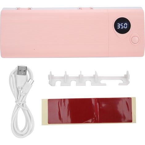 Porte-brosse à dents UV mural rose, support avec lumière UV pour nettoyage et rangement, organiseur de salle de bain. (1/5)