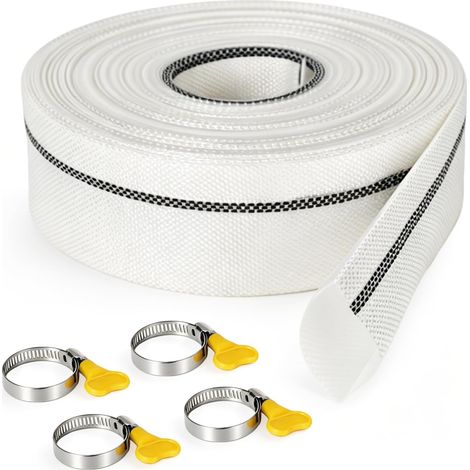 Tuyau renforcé de 25 mm, tuyau plat de 20 m tuyau de pompe avec 4 colliers de serrage, kit d'accessoires pour tuyau renforcé destiné au jardinage et à l'industrie. (1/5)