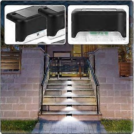 Lampes solaires LED pour marches et terrasse : lot de 5, étanches et résistantes aux intempéries, pour éclairage d'escalier extérieur (cour, patio, poteau, balustrade), jardin, entrée, allée.