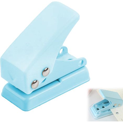 Mini Perforateur Monotrou, Perforateur Feuille pour Bureau et Maison, Perforatrice Manuelle Compacte pour Albums Photo, Classeurs et Bricolage, Facile à Utiliser et à Transporter (Bleu) (1/5)