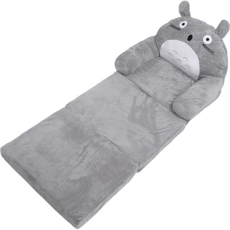 Canapé-lit pliant pour bébé, doux et respirant, orné de motifs d'animaux de dessin animé, avec poignée, idéal pour le salon et la chambre, gris et blanc, 3 couches (1/5)