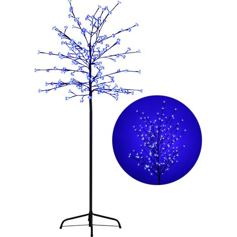 SWANEW Albero luminoso a LED Fiore di ciliegio Decorazione natalizia Albero luminoso per esterni interni Base in metallo stabile IP44 150 cm blu 160 LED (1/5)