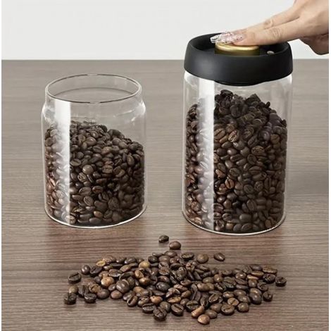 - Vakuumversiegeltes Glas - 1200 ml - Luftdichtes Glas - Kaffeedose - Kaffeeaufbewahrungsbehälter (1/5)