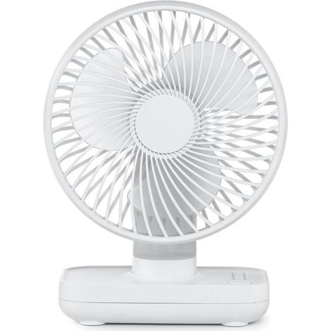 Ventilateur de table silencieux, petit ventilateur de bureau USB avec 4 vitesses de ventilation, orientable à 90°, sans fil, blanc (1/5)