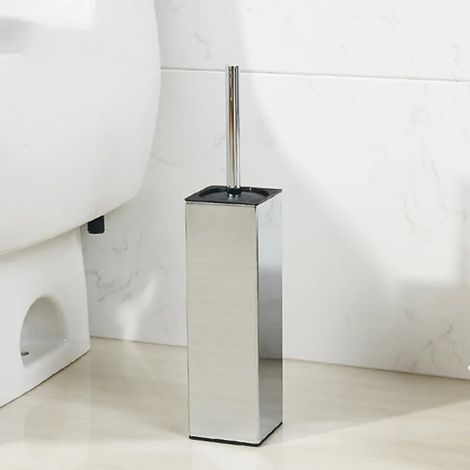 Brosse de toilette carrée (brillante au sol), brosse de toilette sur pied en acier inoxydable 304, brosse murale anti-odeurs à tube long. (1/5)