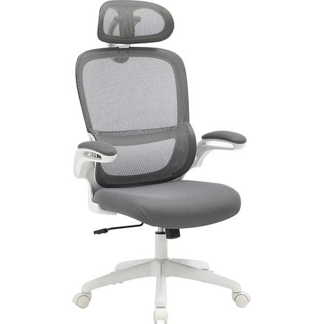 Poltrona da ufficio ergonomica con poggiatesta Tessuto Grigio e bianco - NIRANO (1/5)